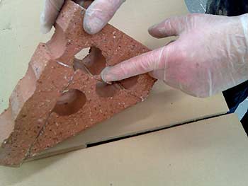 Bonding angle cut bricks together