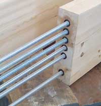 Timber-Resin Splice Beam showing connection bars.