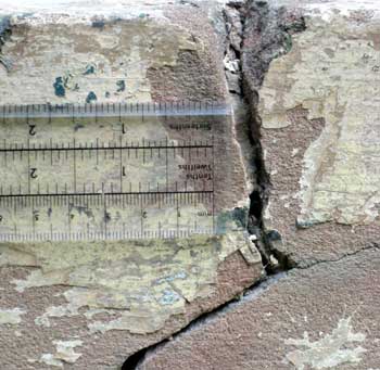 Parapet crack in need of cutting out